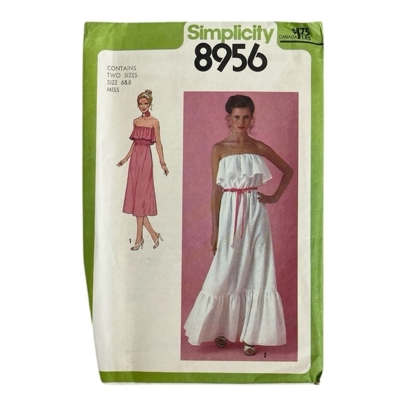 Vintage Simplicity 8956 Sewing Pattern For Size 6 & Size 8 MISS Dress - Picture 2 of 3
